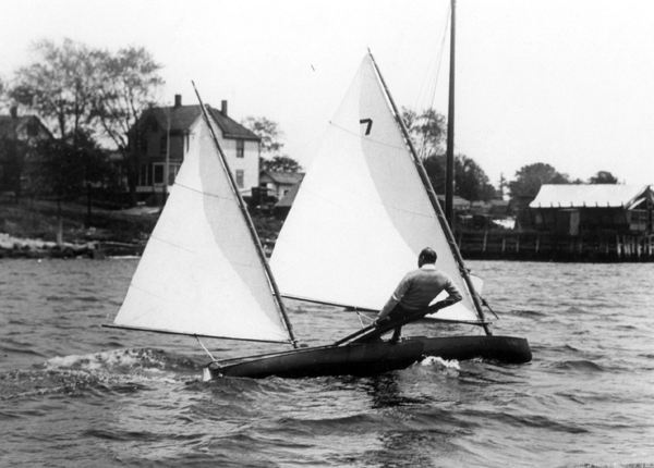 An original 16-30, sailed by perennial champion Leo Friede.